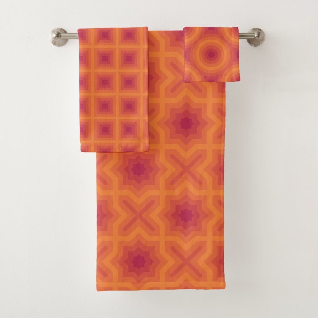 Conjunto De Toalhas Viva Padrões de laranja magenta Sun (Insitu)