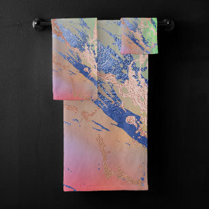 Conjunto De Toalhas Vivid Marble Coloração d'água do Pastel a Negrit