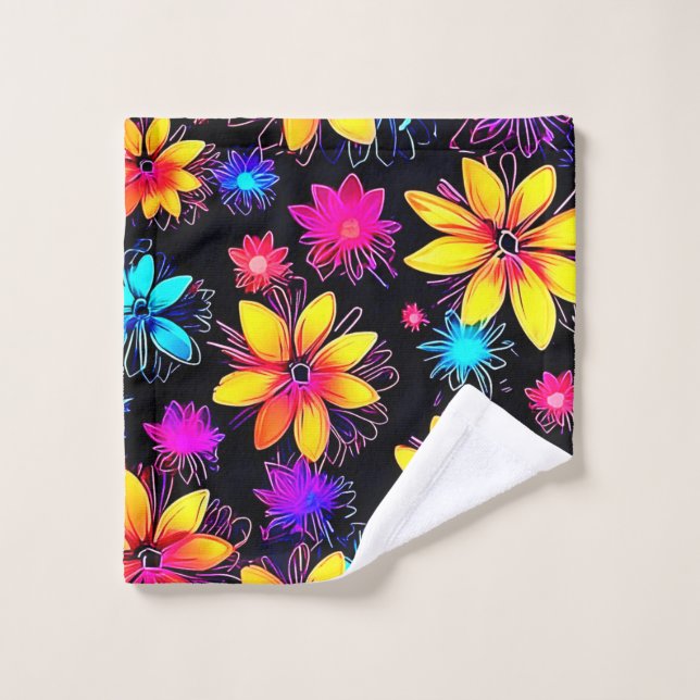 Conjunto De Toalhas Vivid Neon Floral (Pano de lavar)