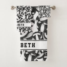 Conjunto De Toalhas vôlei dá nome a branco preto atlético