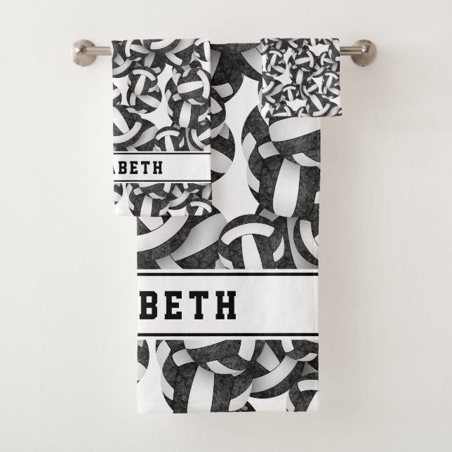 Conjunto De Toalhas vôlei dá nome a branco preto atlético (Insitu)