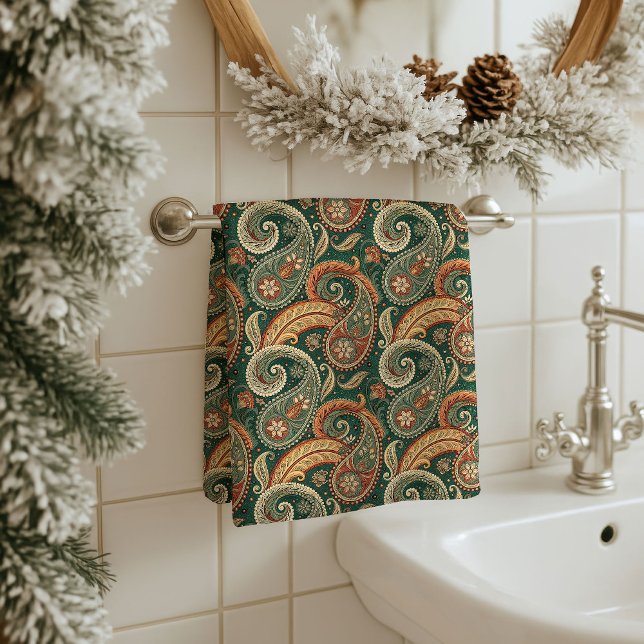 Conjunto De Toalhas Warm Paisley Towel Boho Gift for Grandparents Home (Warm Paisley Towel Boho Gift for Grandparents’ Home)