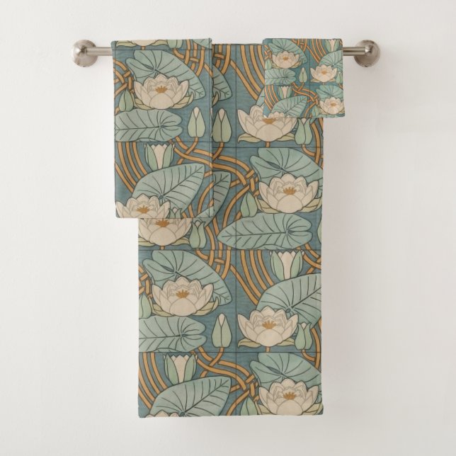 Conjunto De Toalhas Water Lily Art Nouveau Nature (Insitu)
