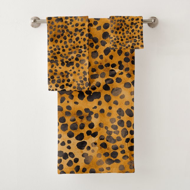 Conjunto De Toalhas Watercolor Cheetah Impressão (Insitu)