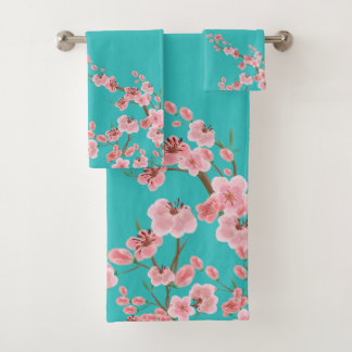 Conjunto De Toalhas Watercolor Cherry Blossom Bath Towel Set