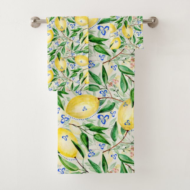 Conjunto De Toalhas Watercolor lemons fruit (Insitu)