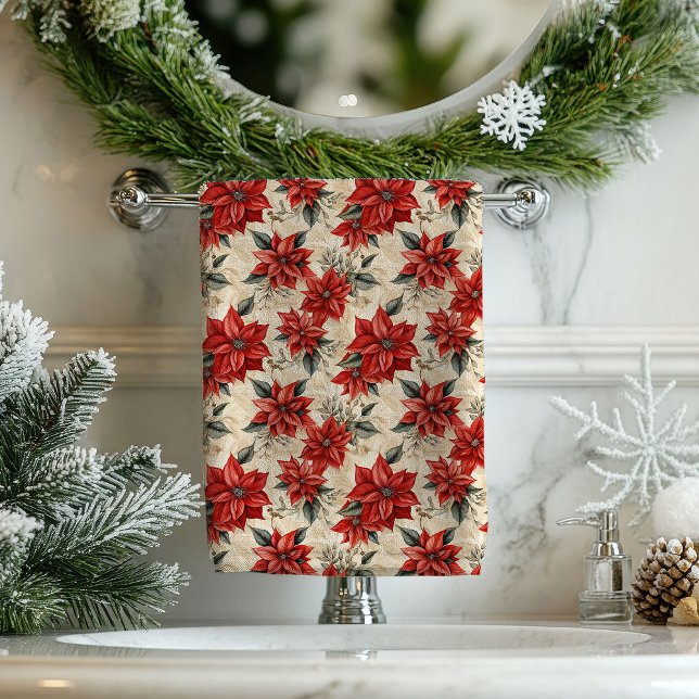 Conjunto De Toalhas Watercolor Poinsettia Tablecloth Rustic Christmas (Watercolor Poinsettia Tablecloth Rustic Christmas)