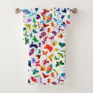 Conjunto De Toalhas Watercolor Rainbow Butterflies Padrões