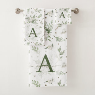 Conjunto De Toalhas Watercolor Snowberry White Cedar Branch Christmas