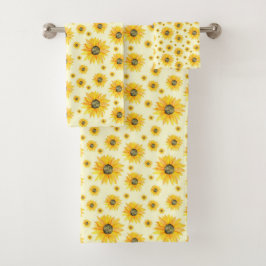 Conjunto De Toalhas Watercolor Sunflower Padrão Floral