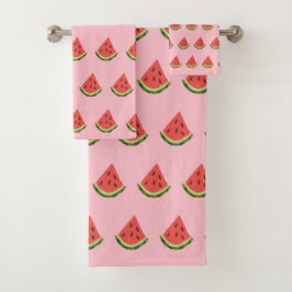 Conjunto De Toalhas Watermelon Wedges Bath Towels (Pink & Red)