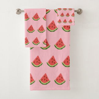 Conjunto De Toalhas Watermelon Wedges Bath Towels (Pink & Red)