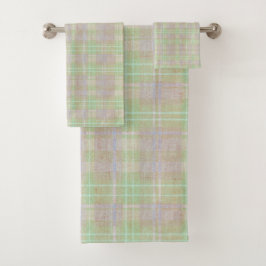 Conjunto De Toalhas Weathered Neutral Sage Plaid