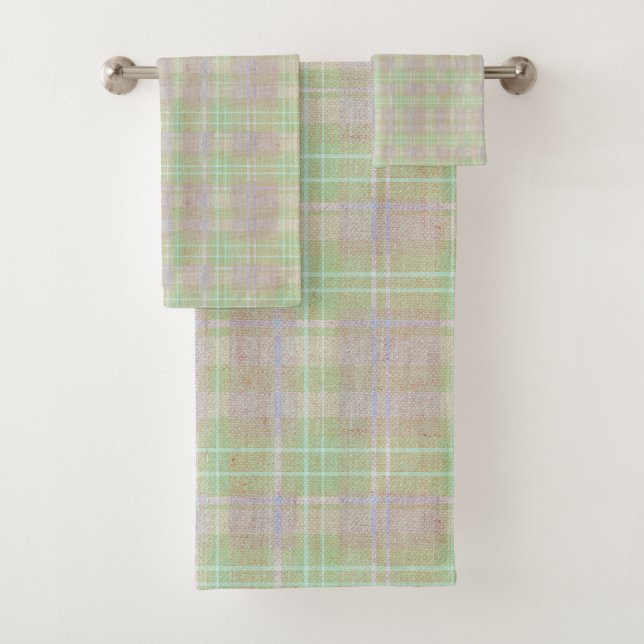Conjunto De Toalhas Weathered Neutral Sage Plaid (Insitu)
