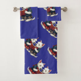 Conjunto De Toalhas West Highland Terriers Burns Night Reading Poetry