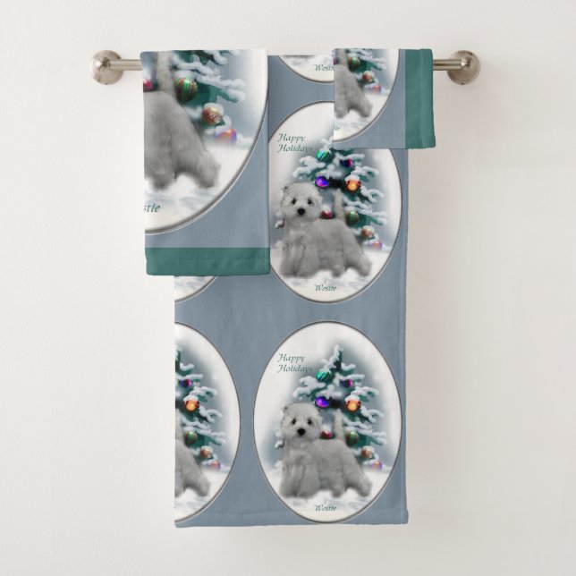 Conjunto De Toalhas West Highland White Terrier Natal (Insitu)