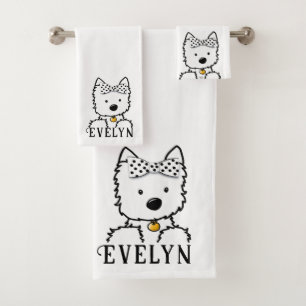 Conjunto De Toalhas Westie Girl Personalizada