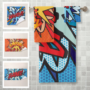 Conjunto De Toalhas WHAM BANG KAPOW Retro Comic Book Pop Art