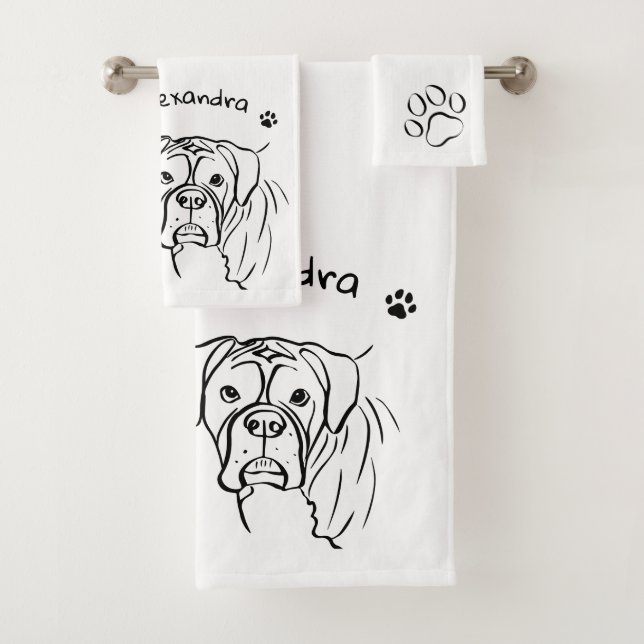 Conjunto De Toalhas Whimsical Boxer: Texto Editável (Insitu)