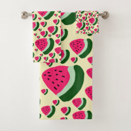 Conjunto De Toalhas Whimsical Watermelons Cute Summer Fruit Pattern 
