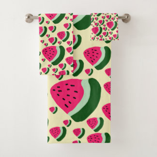 Conjunto De Toalhas Whimsical Watermelons Cute Summer Fruit Pattern 