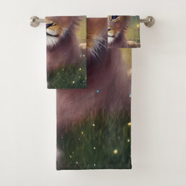 Conjunto De Toalhas Whimssso Fantasy Cute Kawaii, filhote de leão