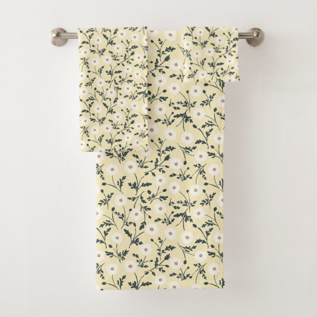 Conjunto De Toalhas Whispering Meadow - Pale Custard Butter Yellow (Insitu)