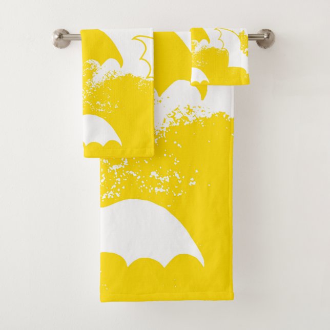 Conjunto De Toalhas White Bats No Voo Amarelo (Insitu)