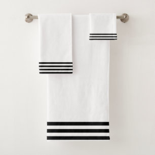 Conjunto De Toalhas White + Black Stripes