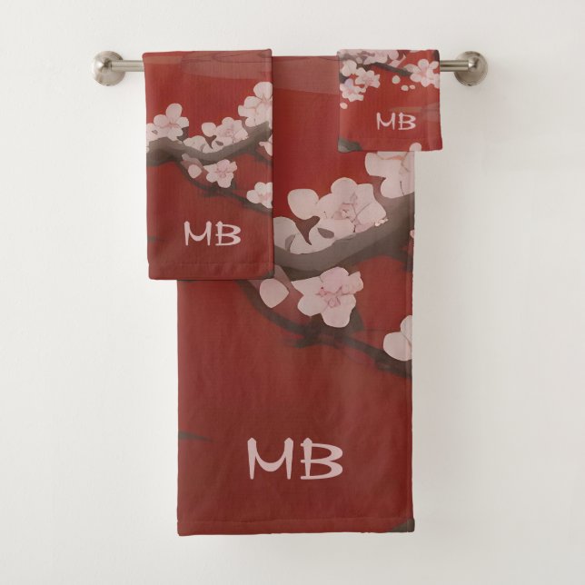 Conjunto De Toalhas White Chersom Red - Estilo Artístico Japonês (Insitu)