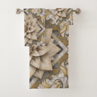 Conjunto De Toalhas white gray gold marble flower Dream Abstract 