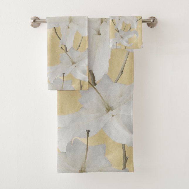 Conjunto De Toalhas White Lily Blossom Glam 3a (Insitu)