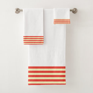 Conjunto De Toalhas White + Red Stripes