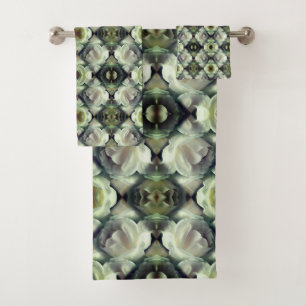 Conjunto De Toalhas White Rose Floral Abstrato Art