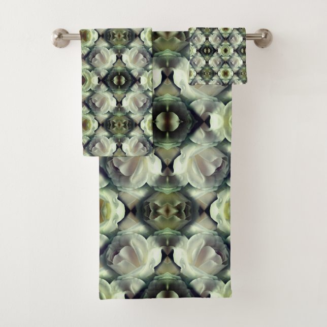 Conjunto De Toalhas White Rose Floral Abstrato Art (Insitu)