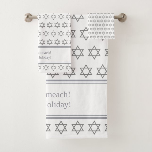 Conjunto De Toalhas White Silver Personalizado | Chag Sameach | ESTREL (Insitu)