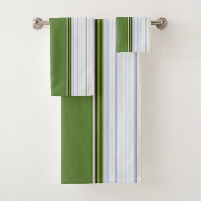 Conjunto De Toalhas White Stripe em verde (Insitu)
