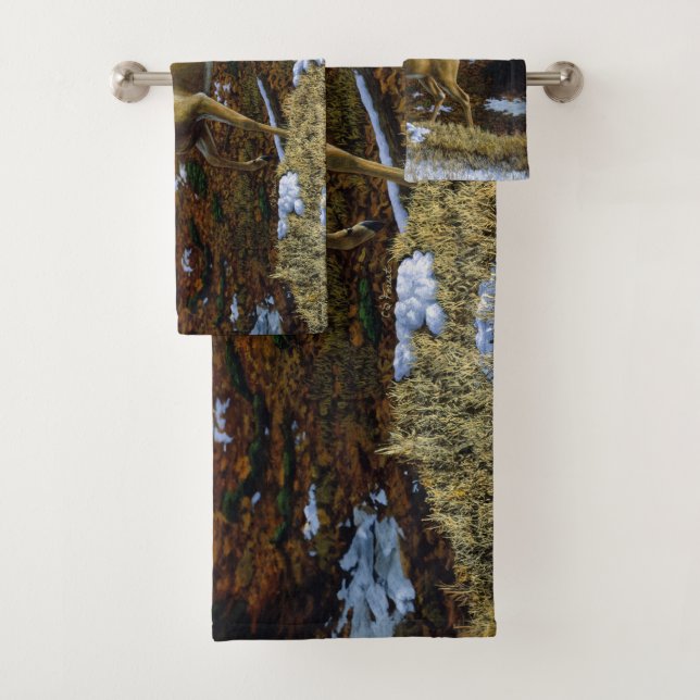 Conjunto De Toalhas Whitetail Deer Doe na Floresta de outono (Insitu)