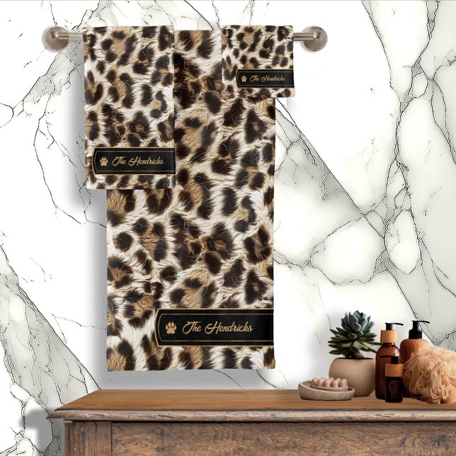 Conjunto De Toalhas Wild Ideas Dourada Label White Leopard ID1160 (Criador carregado)