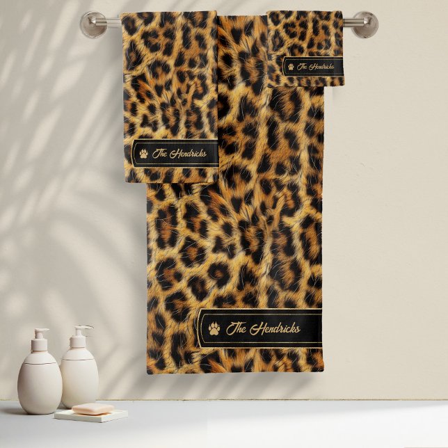 Conjunto De Toalhas Wild Ideas Dourado Label Dark Leopard ID1160 (Criador carregado)