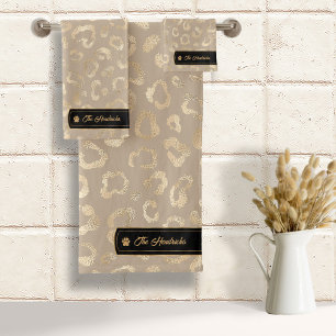 Conjunto De Toalhas Wild Ideas Glam Leopard Spots Taupe ID1160