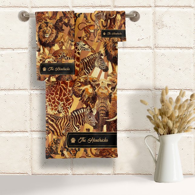 Conjunto De Toalhas Wild Ideas Safari Animal Collage ID1160 (Criador carregado)