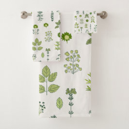 Conjunto De Toalhas Wild Meadow Herb Green Towel
