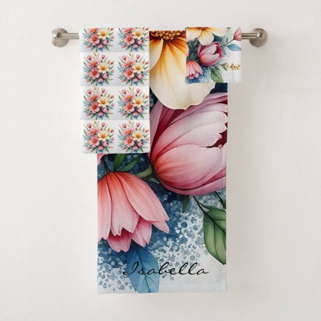 Conjunto De Toalhas Wildflowers Beautiful Trendy Luxury Collection (Insitu)