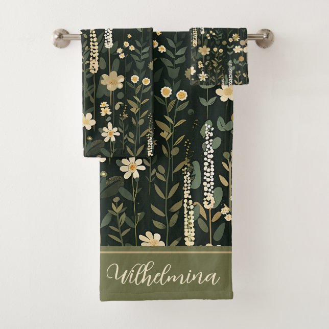 Conjunto De Toalhas Wilhelmina Dark Daisy Floral (Insitu)
