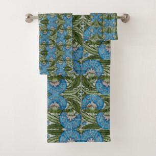 Conjunto De Toalhas William De Morgan Vintage Flower Motifs Blue