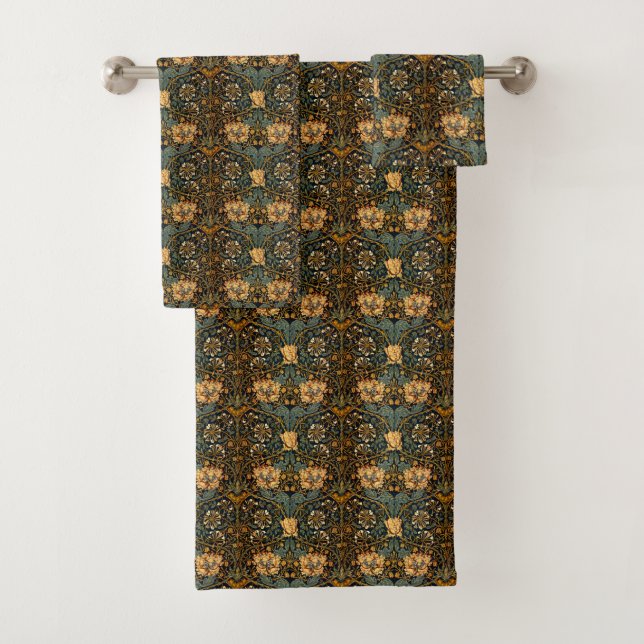 Conjunto De Toalhas William Morris Antique Honeysuckle Floral Pattern (Insitu)