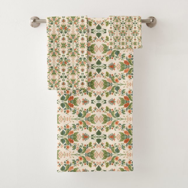 Conjunto De Toalhas William Morris Antique Honeysuckle Padrão Floral (Insitu)