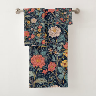 Conjunto De Toalhas William Morris Azul Turquesa Artes e Ofícios Flora
