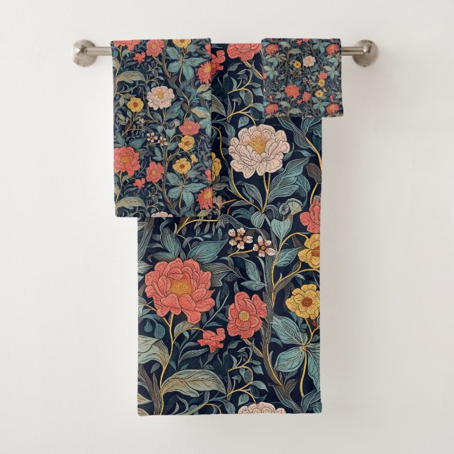 Conjunto De Toalhas William Morris Azul Turquesa Artes e Ofícios Flora (Insitu)